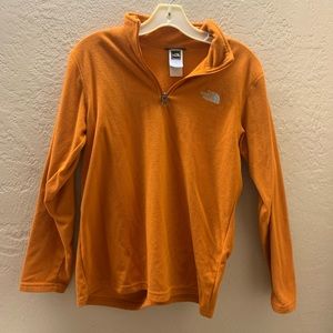 Orange north face sweatshirt